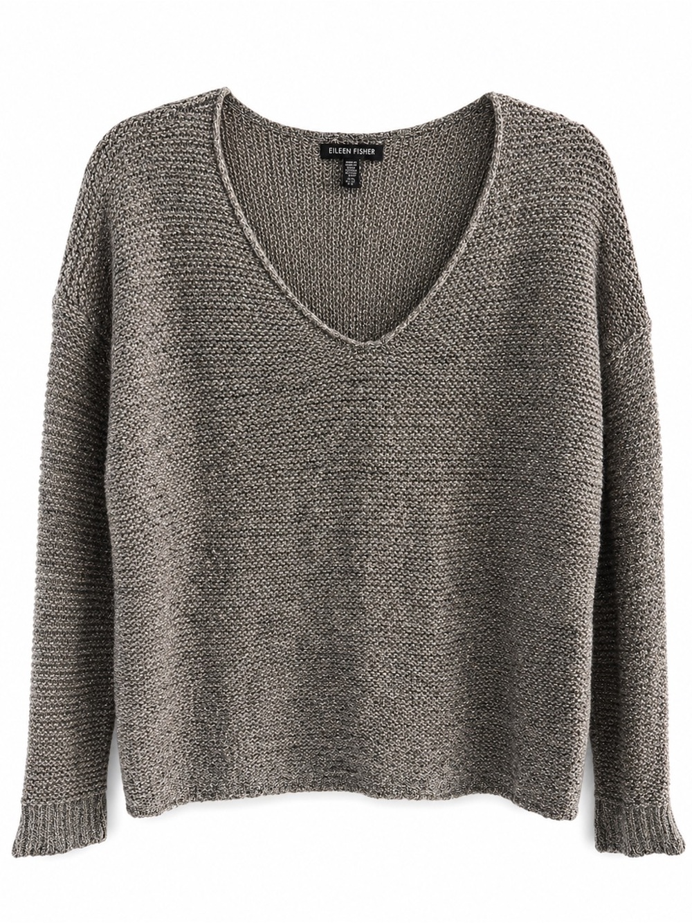 Eileen Fisher Alpaca Wool Metallic Shimmer V-Neck Sweater S